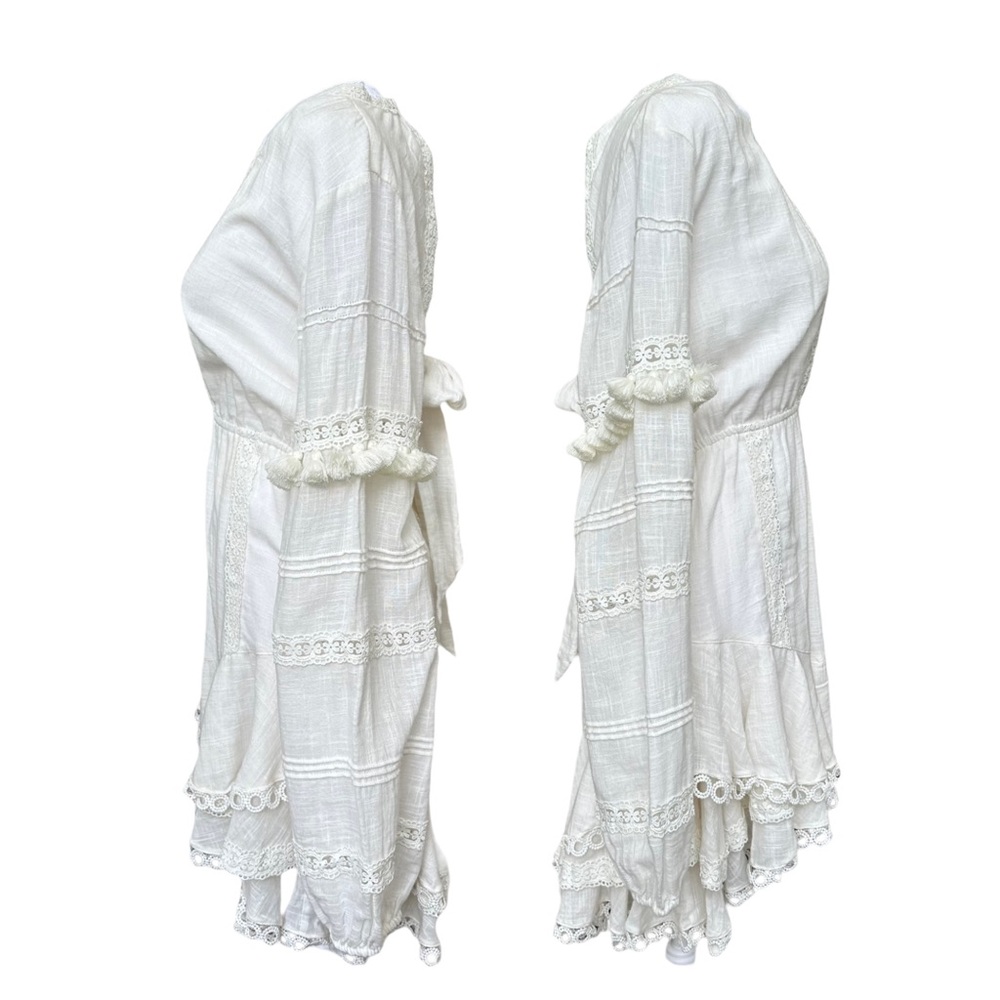 Hemant & Nandita Boho Ruby Long Sleeve Mini Dress White XL - Picture 4 of 8